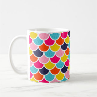 Seamless vintage mermaid pattern as colourful fish coffee mug