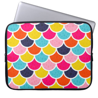 Seamless vintage mermaid pattern as colourful fish laptop sleeve