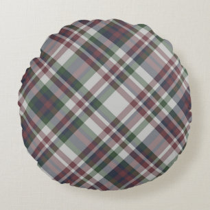 Seamless vintage multicolor tartan pattern. Plaid Round Pillow