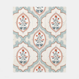 Seamless vintage ornament with flower branches fleece blanket