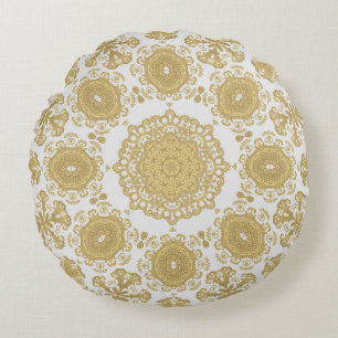 Seamless vintage ornamental texture, oriental, med round pillow