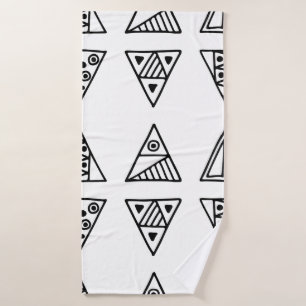 Seamless vintage pattern. Black and white geometri Bath Towel