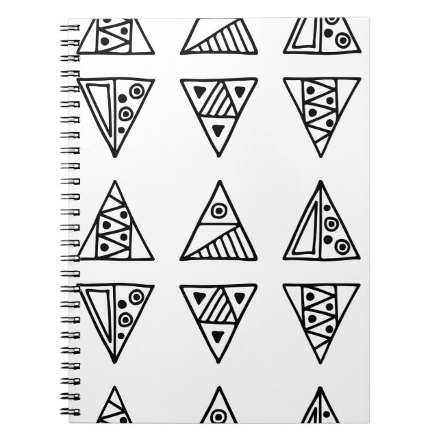 Seamless vintage pattern. Black and white geometri Notebook (Front)