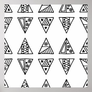 Seamless vintage pattern. Black and white geometri Poster