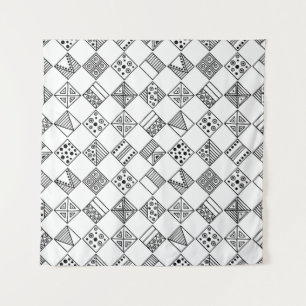 Seamless vintage pattern. Black and white geometri Tapestry