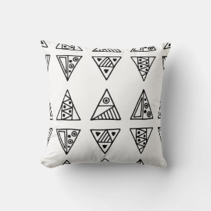 Seamless vintage pattern. Black and white geometri Throw Pillow