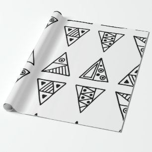Seamless vintage pattern. Black and white geometri Wrapping Paper