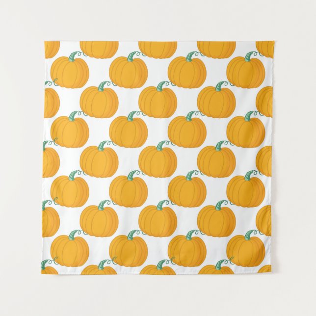 Seamless vintage pattern, hand-drawn pumpkin backg tapestry (Front)