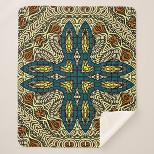 Seamless Vintage pattern in oriental style Flower  Sherpa Blanket