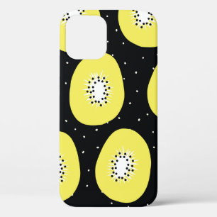 Seamless vintage pattern kiwi fruit. Hand drawn pe iPhone 12 Case