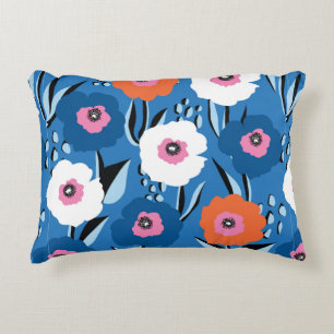 Seamless vintage pattern large red white and blue accent pillow