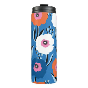Seamless vintage pattern large red white and blue thermal tumbler