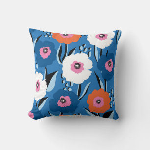 Seamless vintage pattern large red white and blue throw pillow