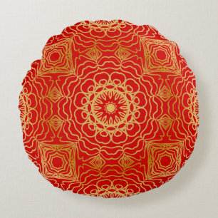 Seamless vintage pattern with abstract floral and  round pillow