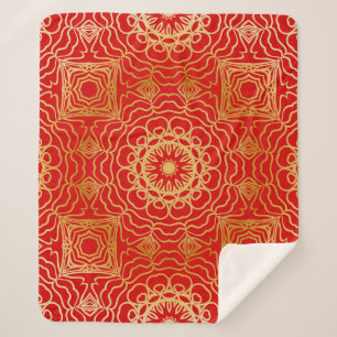 Seamless vintage pattern with abstract floral and sherpa blanket