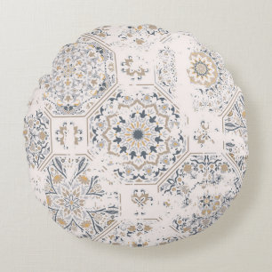 Seamless vintage pattern with an effect of attriti round pillow