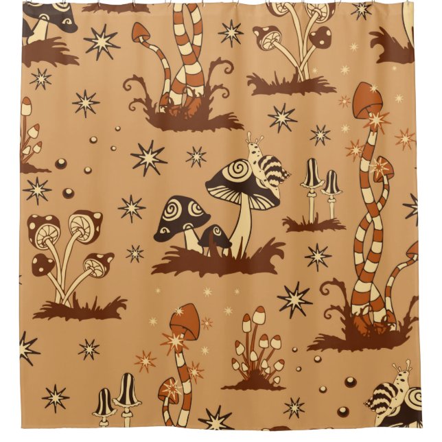 Seamless Vintage pattern with brown mushrooms on b (Front)