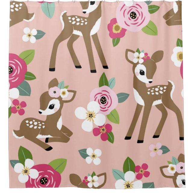 Seamless vintage pattern with cute vintage fawn on (Front)