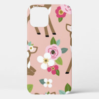 Seamless vintage pattern with cute vintage fawn on