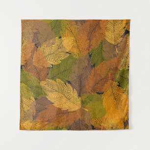 seamless vintage pattern with leaves in yellow col tapestry