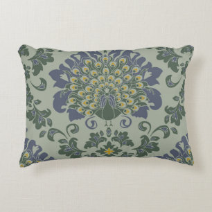 Seamless vintage pattern with romantic bird on blu accent pillow