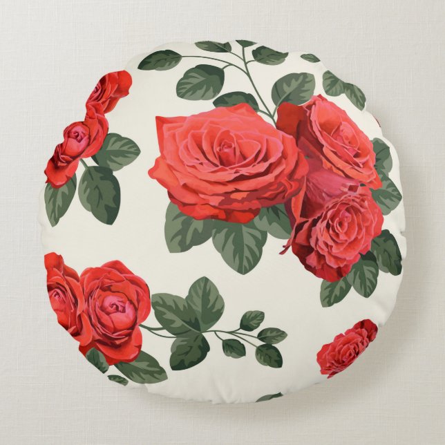 Seamless vintage pattern with roses round pillow (Front)