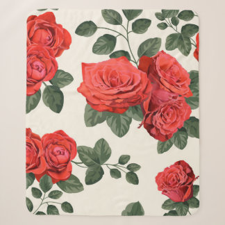 Seamless vintage pattern with roses sherpa blanket