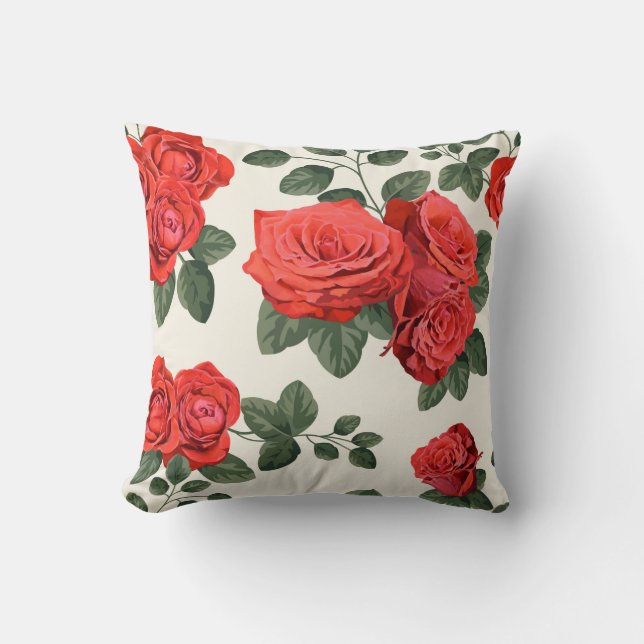 Seamless vintage pattern with roses throw pillow (Front)