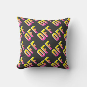 Seamless vintage pixel off signs pattern. Outline  Throw Pillow