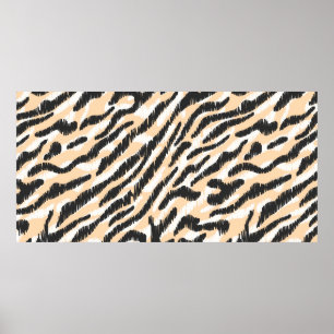 Seamless vintage scribble zebra leopard fur patter poster