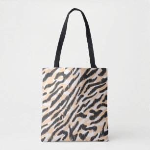 Seamless vintage scribble zebra leopard fur patter tote bag