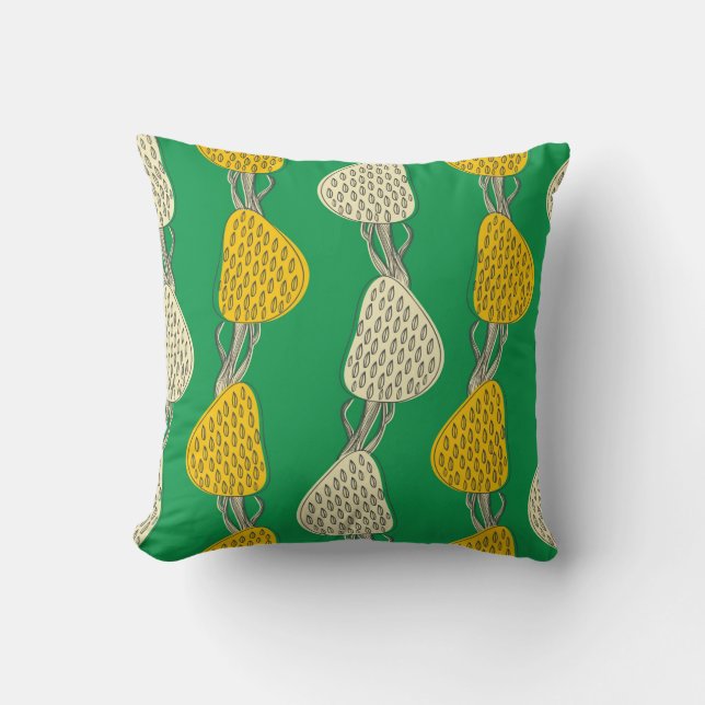 Seamless vintage texture with drawing trees throw pillow (Front)