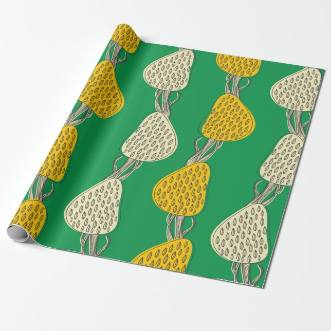 Seamless vintage texture with drawing trees wrapping paper (Unrolled)