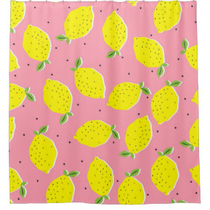 Seamless vintage yellow lemons on pink background
