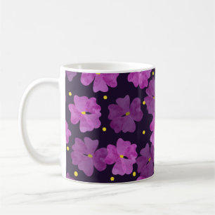 Seamless violet flowers pattern. Floral watercolor Coffee Mug