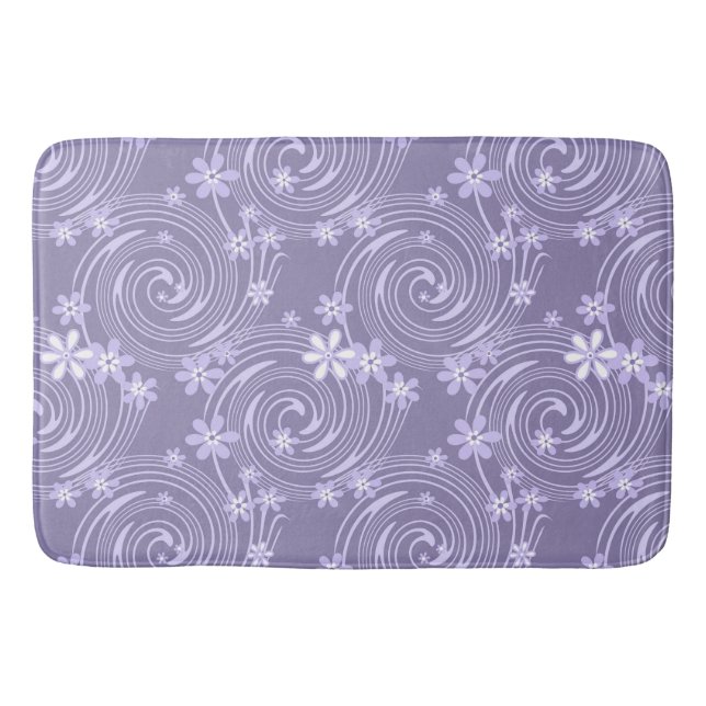Seamless violet swirl lavander colour flowers flor bath mat (Front)