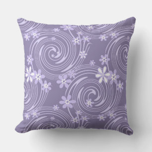 Seamless violet swirl lavander colour flowers flor throw pillow