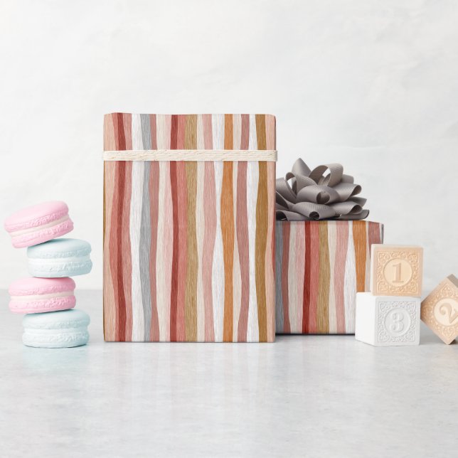 Seamless Warm Neutral Vertical Stripe Design Wrapping Paper (Baby Shower)