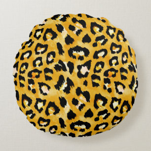 Seamless watercolor animal print pattern round pillow