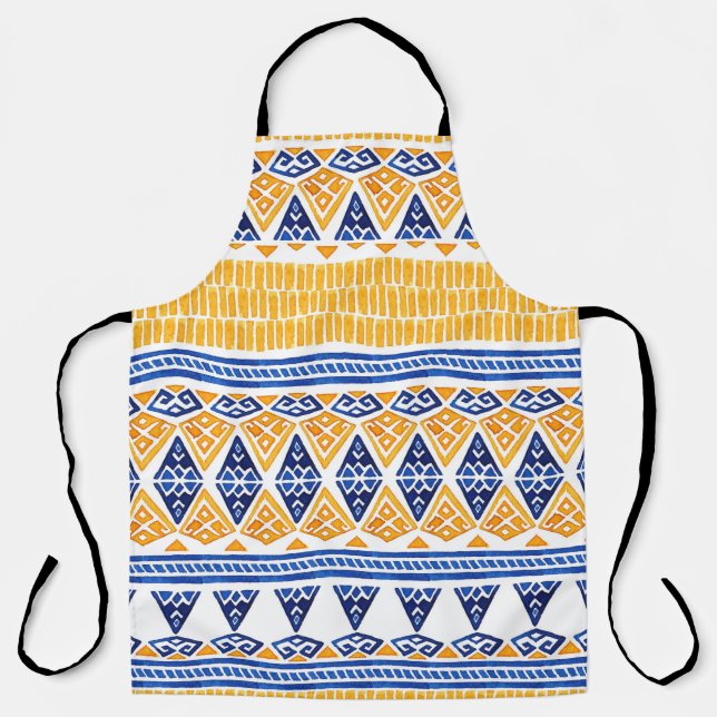 Seamless watercolor bohemian pattern apron (Front)
