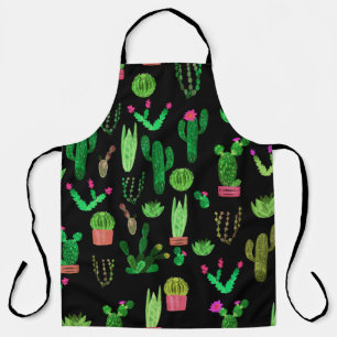 Seamless watercolor cactuses plant pattern backgro apron