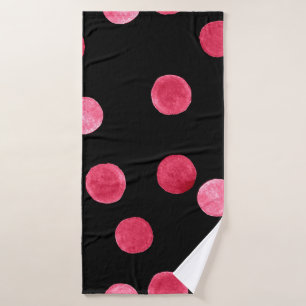 Seamless watercolor circles pattern black backgrou bath towel