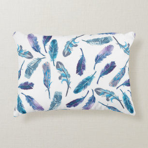 Seamless watercolor feather pattern accent pillow