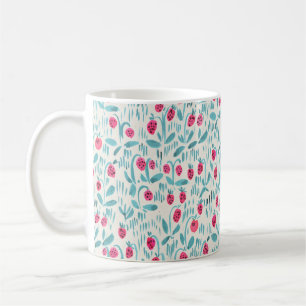 Seamless watercolor floral pattern on paper textur coffee mug