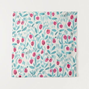 Seamless watercolor floral pattern on paper textur tapestry