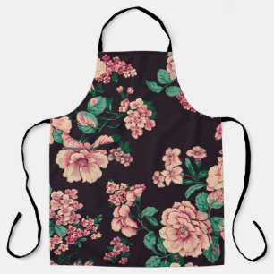 seamless watercolor flower design with digital tex apron