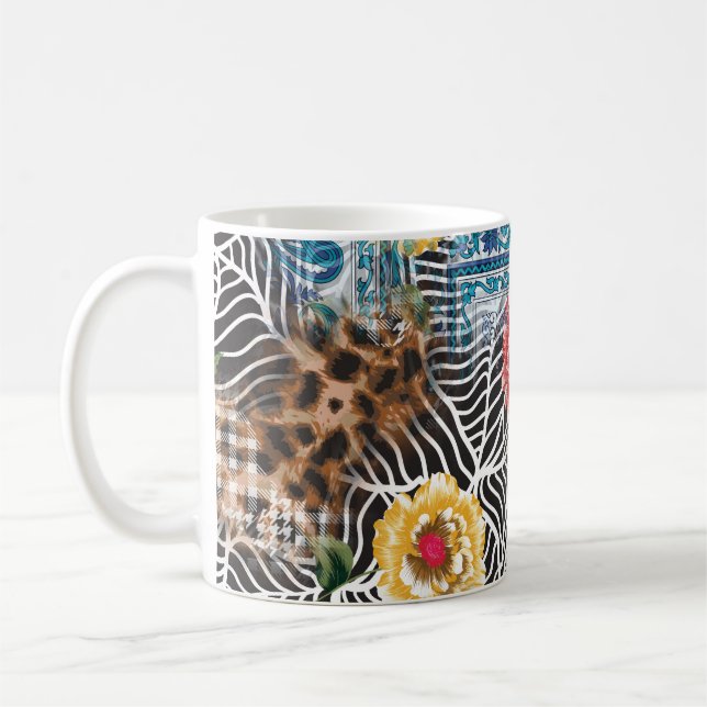 Seamless watercolor flower, textured pattern. coffee mug (Left)