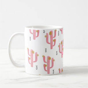 Seamless watercolor flowering cactus pattern. Vint Coffee Mug
