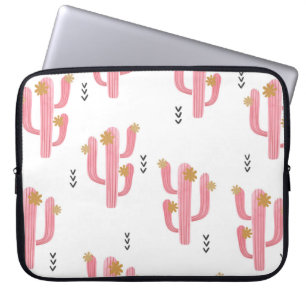 Seamless watercolor flowering cactus pattern. Vint Laptop Sleeve
