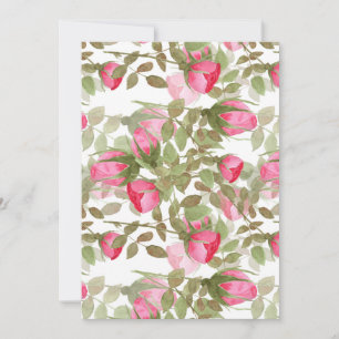 Seamless watercolor flowers pink roses floral  holiday card